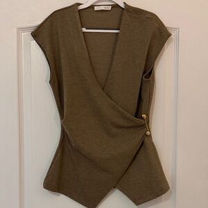 Zara Olive Wrap-Style Blouse